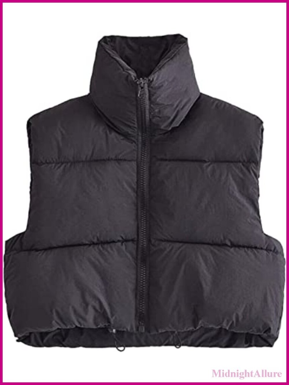 Cropped Puffer Vest Zip Up Stand Collar Sleeveless Quilted Padded